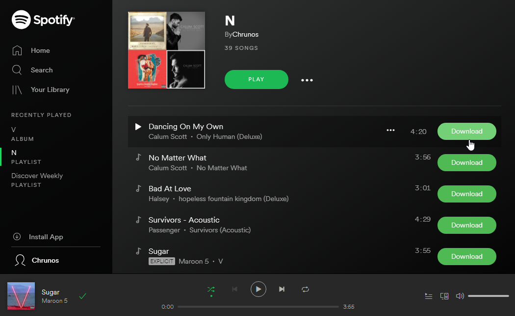 Use Of Download Button On Spotify